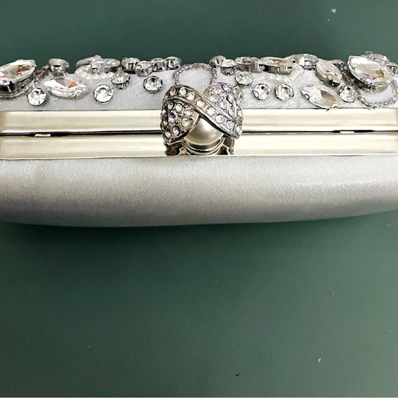 Crystal Covered Clutch w/Silver Chain New
